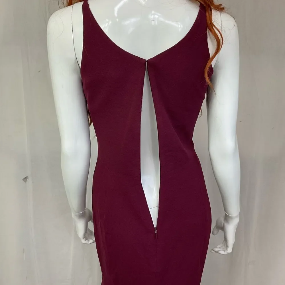 NEW Dress The Population Burgundy Iris Crepe Maxi Formal Gown S